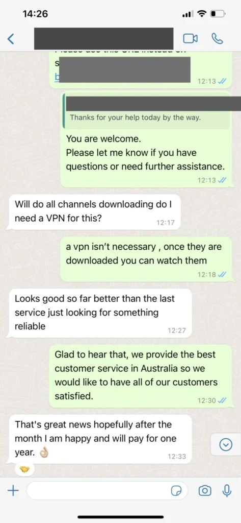 WhatsApp customer feedback screenshot 3